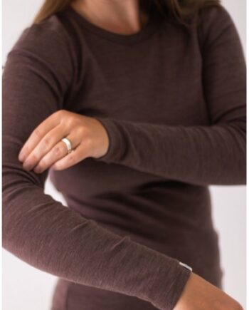 Langærmet  -shirt Til Dame   100  Merino Uld  1x1 Rib Plum Melange