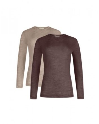 Langærmet  -shirt Til Dame   100  Merino Uld   -pak Xs Beige Plum Melange