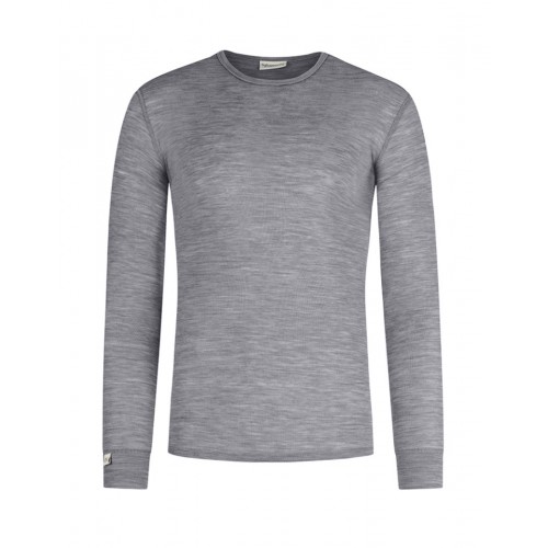 Langærmet -shirt Til Herre 100 Merino Uld Grey Melange