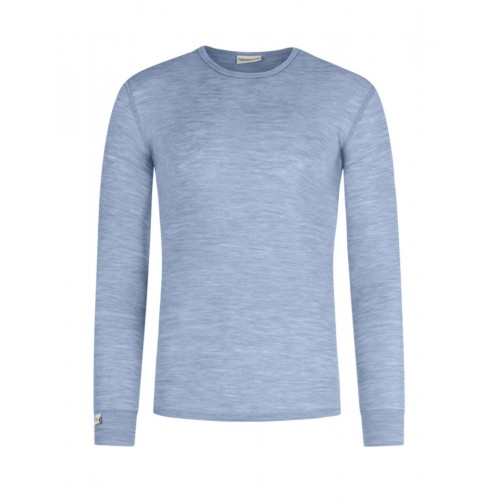 Langærmet -shirt Til Herre 100 Merino Uld Light Blue Melange