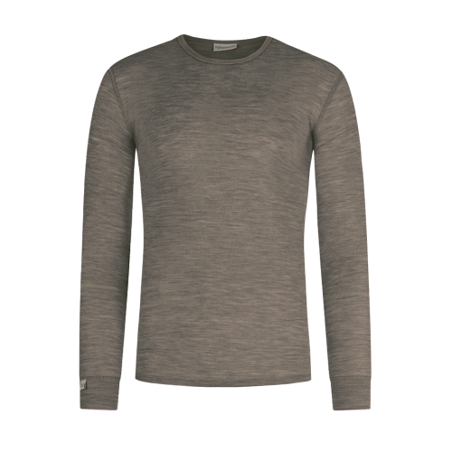 Langærmet  -shirt Til Herre   100  Merino Uld Light Brown Melange
