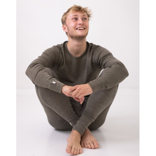 Langærmet  -shirt Til Herre   100  Merino Uld Moss Melange