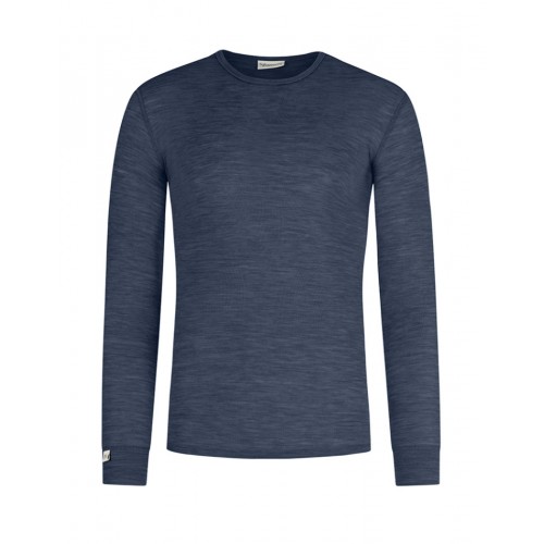 Langærmet -shirt Til Herre 100 Merino Uld Navy Melange