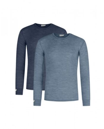 Langærmet  -shirt Til Herre   100  Merino Uld   -pak Navy-blue
