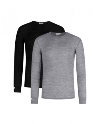 Langærmet  -shirt Til Herre   100  Merino Uld   -pak   Black-grey