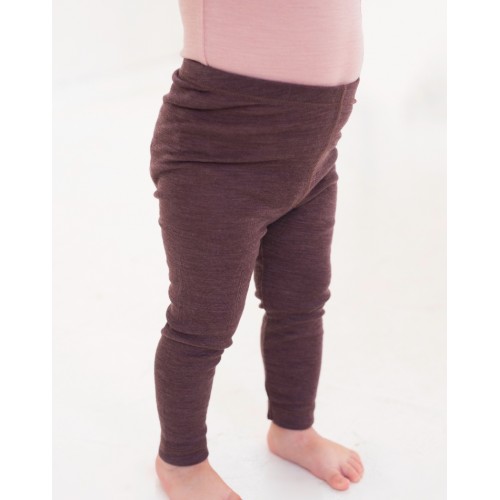 Leggings 100 Merino Uld Til Baby Og Børn Plum Melange 62