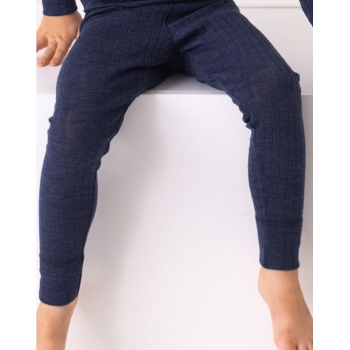 Leggings 1x1 Rib 100 Merino Uld Oeko-texâ 86 92 Navy Melange