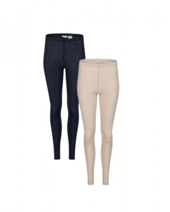 Leggings Til Dame   100  Merino Uld  1x1 Rib Nature Navy-blue