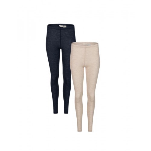 Leggings Til Dame 100 Merino Uld 1x1 Rib Nature Navy-blue