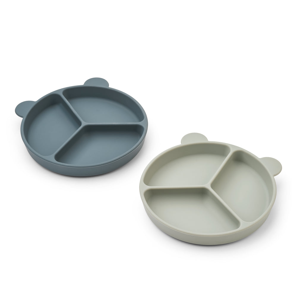 Liewood Stacy Skridsikker Tallerken   Pak Whale Blue   Dove Blue