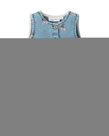Lil Atelier Deva Loose Emb Spencer Medium Blue Denim Cherry 68 Cm