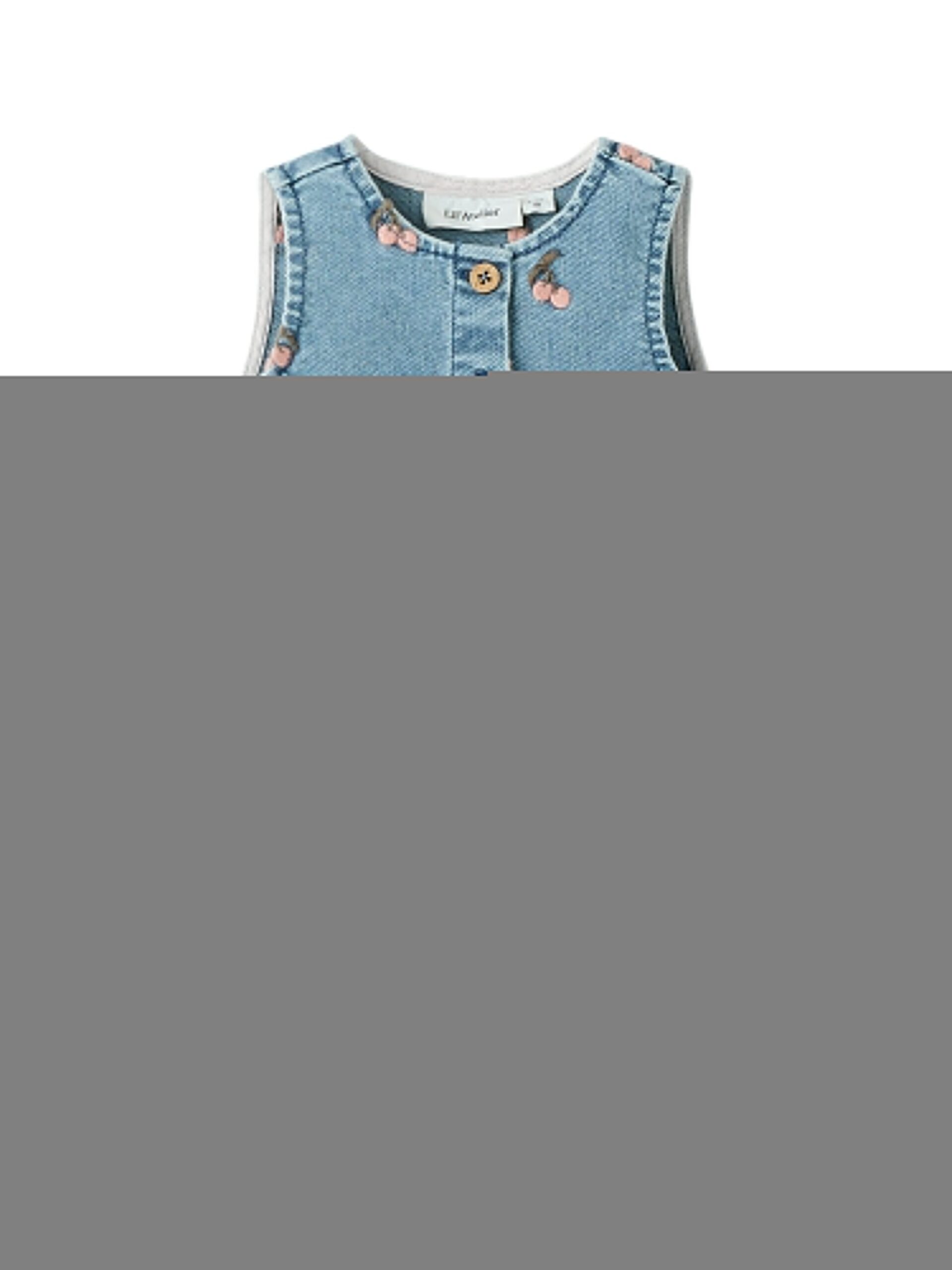 Lil Atelier Deva Loose Emb Spencer Medium Blue Denim Cherry 68 Cm