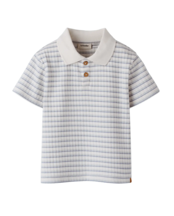 Lil Atelier Haldur Ss Loose Polo  Coconut Milk Dusty Blue 92 Cm