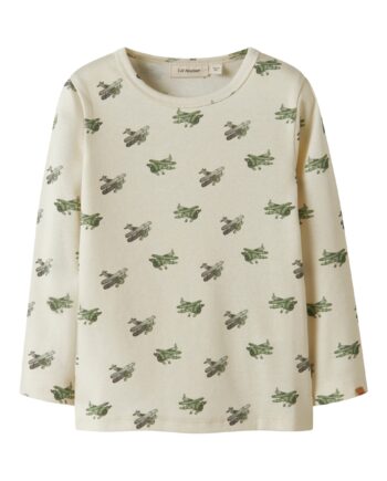 Lil Atelier Layo Geu Ls Slim Top Coconut Milk Airplane 92 Cm