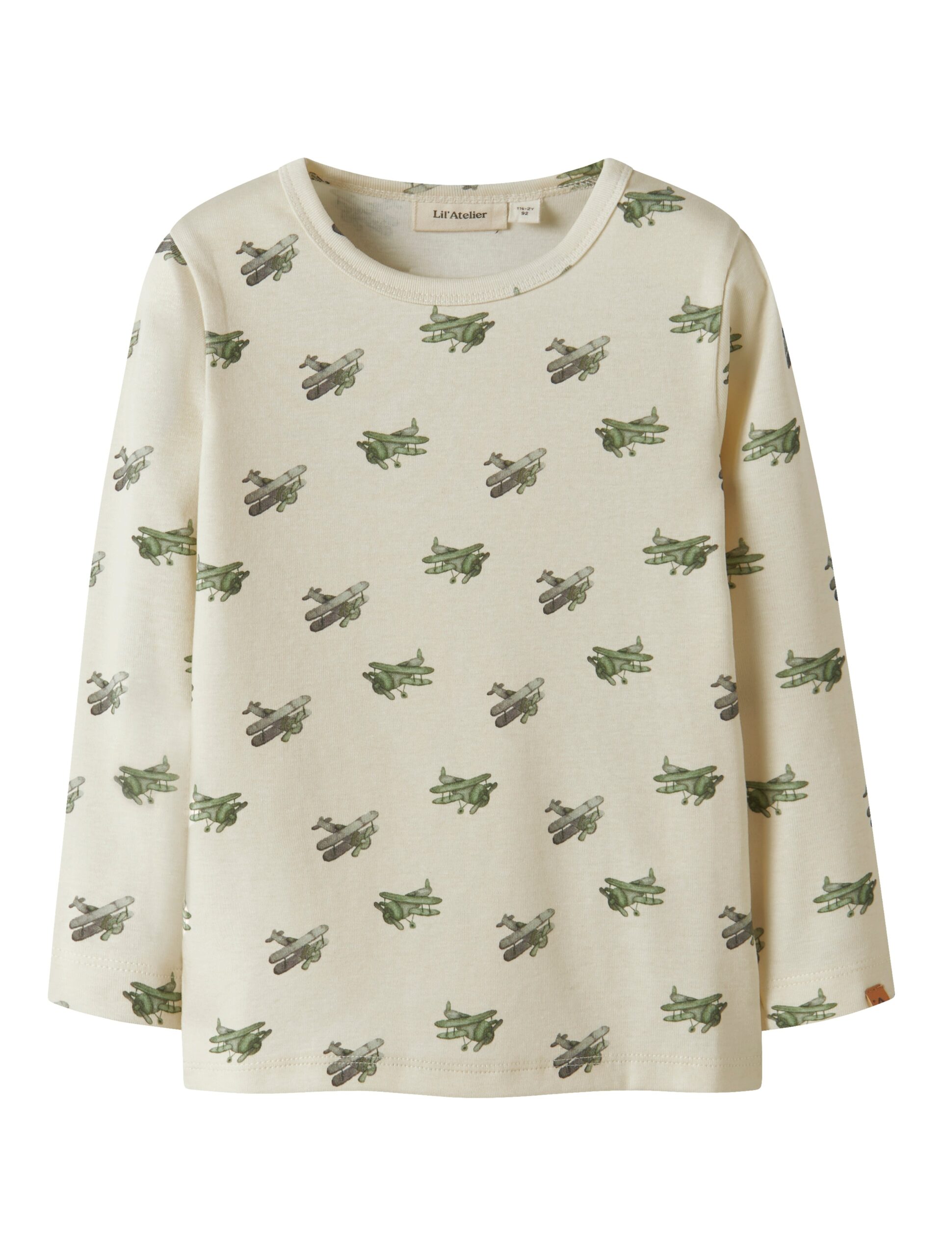 Lil Atelier Layo Geu Ls Slim Top Coconut Milk Airplane 92 Cm