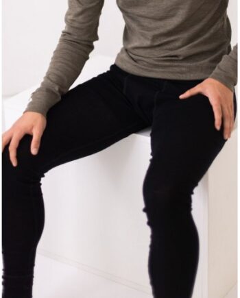 Longjohns Til Herre   100  Merino Uld  1x1 Rib Black