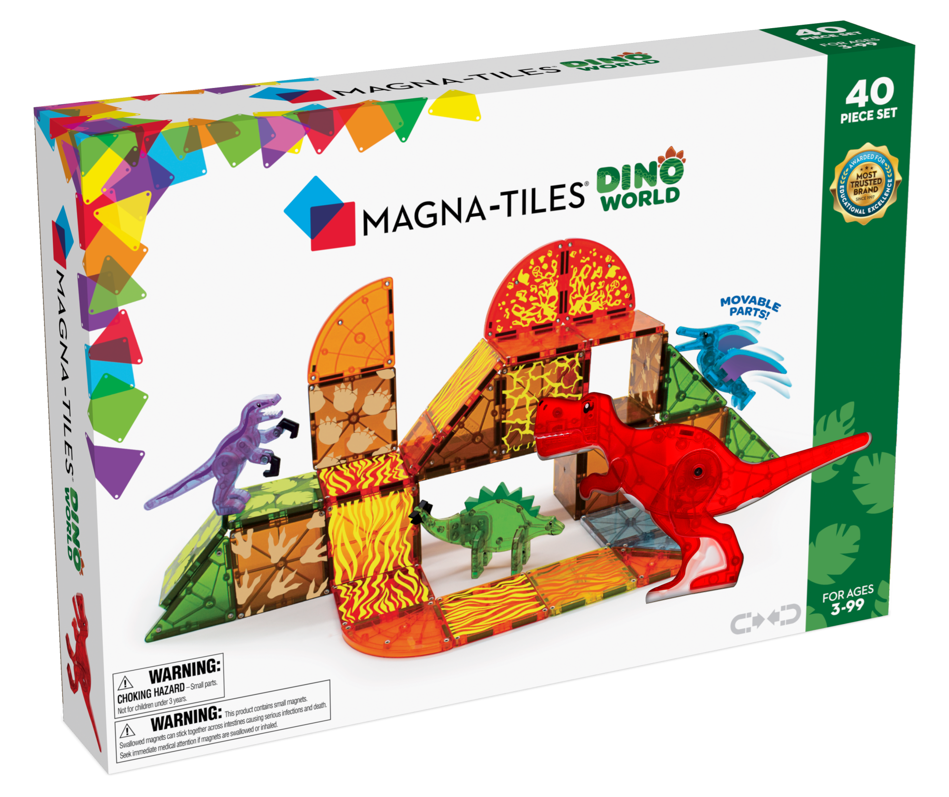Magna-tiles Magnetisk Legetøj Dino Verden 40 Dele