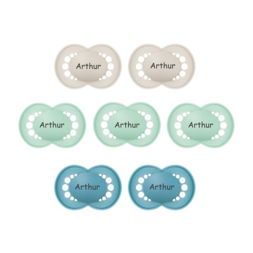 Mam Original  Str     16-36 Mdr  Symmetrisk Silikone  Sutter Med Navn    -pak