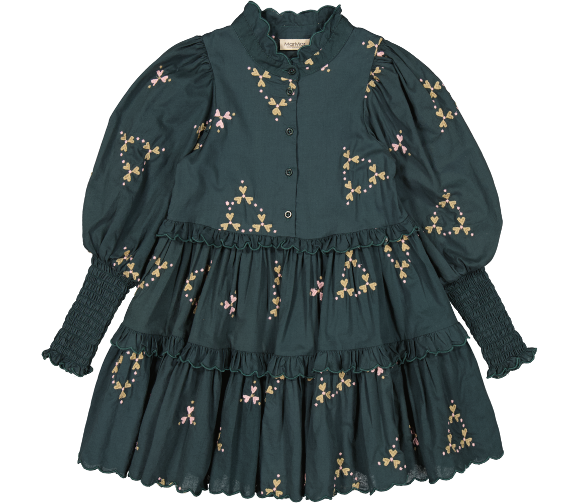 Marmar Dela Light Embroidery Dress Deep Forest Hearts 98 Cm     år
