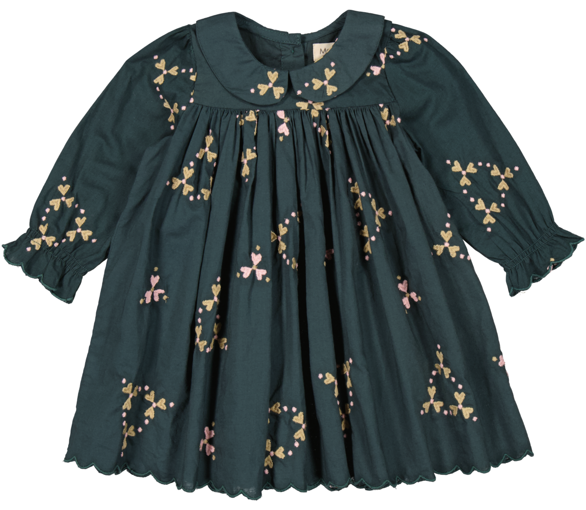 Marmar Dulla Light Embroidery Dress Deep Forest Hearts 68 Cm    -  Mdr