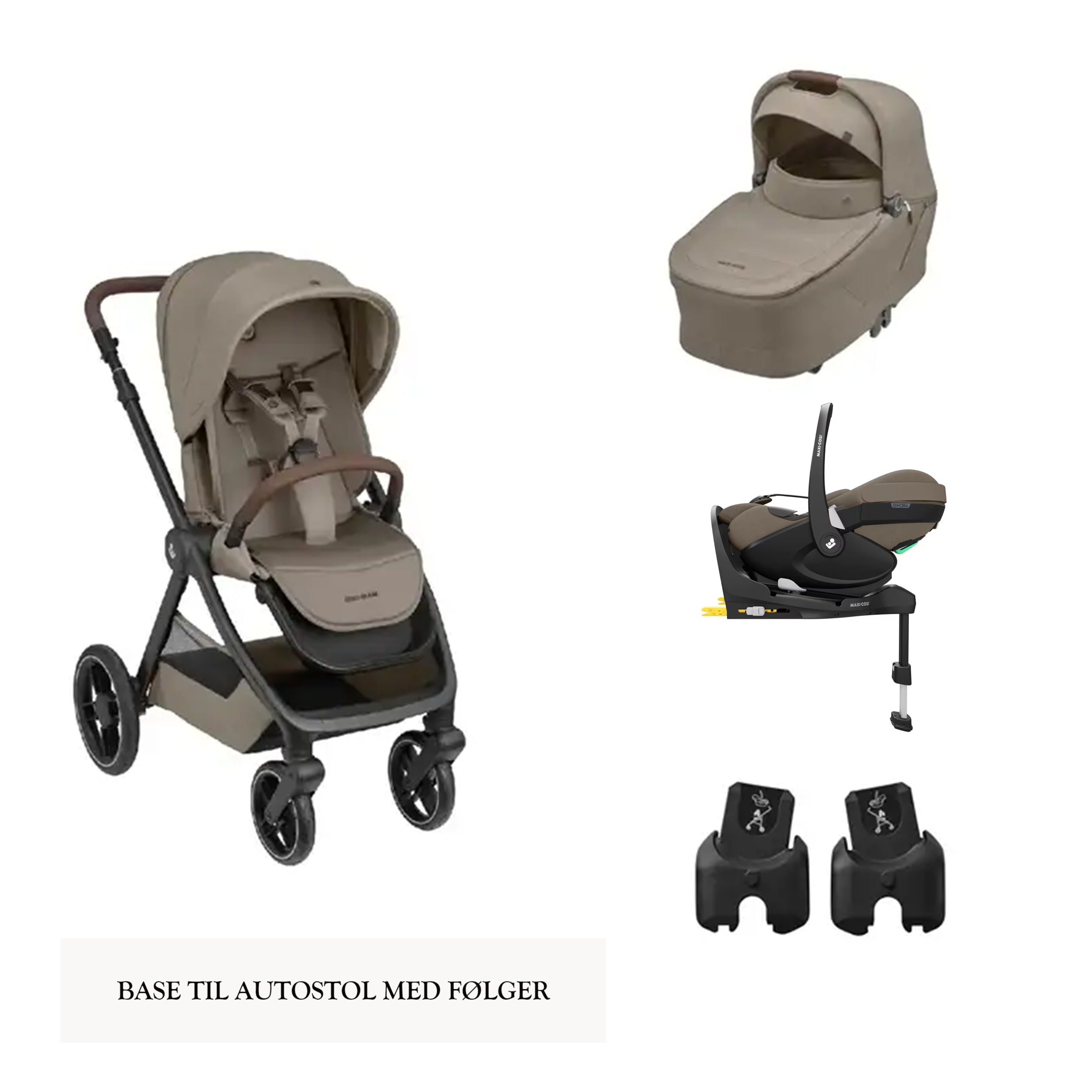 Maxi-cosi Travel Set Inkl Adapter Og Isofix Base Twillic Green Twillic Graphite Black