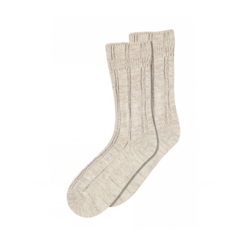 Mp Strømper Bløde Dame Ribstrømper Uld Bambusviskose Light Brown Melange 37 39