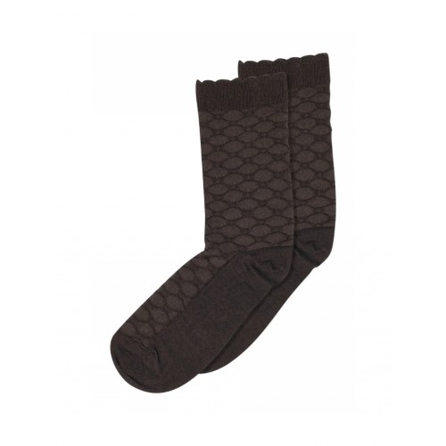 Mp Strømper  Mønstrede Damestrømper   Uld Silke Mix Dark Brown 40 42