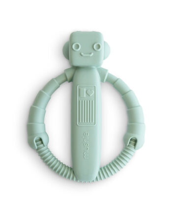 Mushie Robot Rattle Teether Cambridge Blue