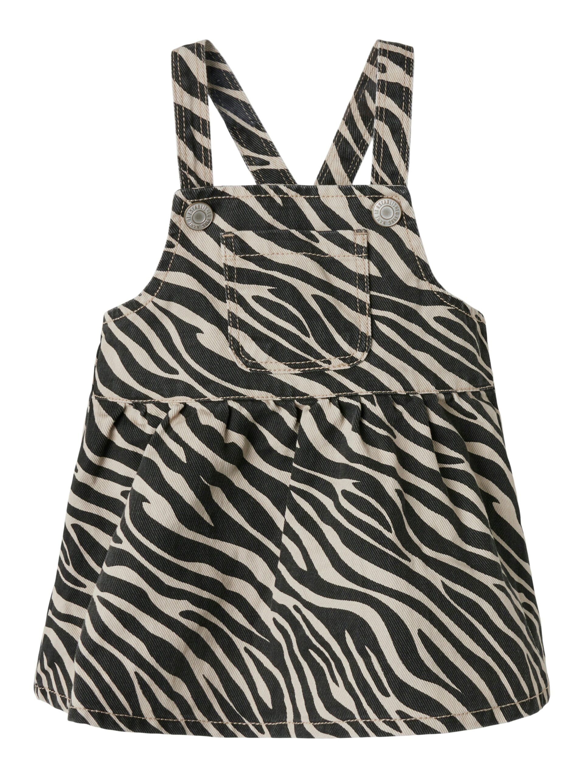 Name It Oda Twill Bibskirt Cement Zebra 50 Cm
