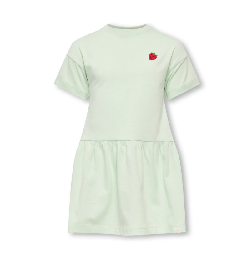 Only Mini Maiken Life Ss Dress Green Lily Strawberry 92 Cm