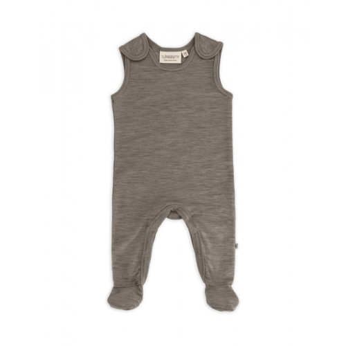 Retro Sparkedragt Med Fod Og Trykknapper På Indersiden Af Benene Til Baby 100 økologisk Merino Uld Light Brown Melange 56