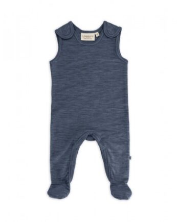 Retro Sparkedragt Med Fod Og Trykknapper På Indersiden Af Benene Til Baby    100  økologisk Merino Uld Navy Melange 56
