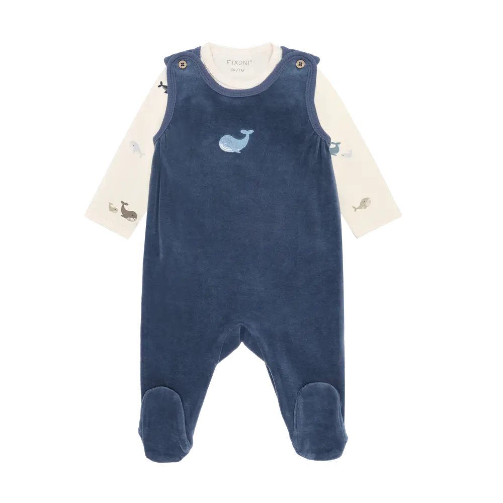 Sæt    Body Og Velour Romper Vintage Indigo 56