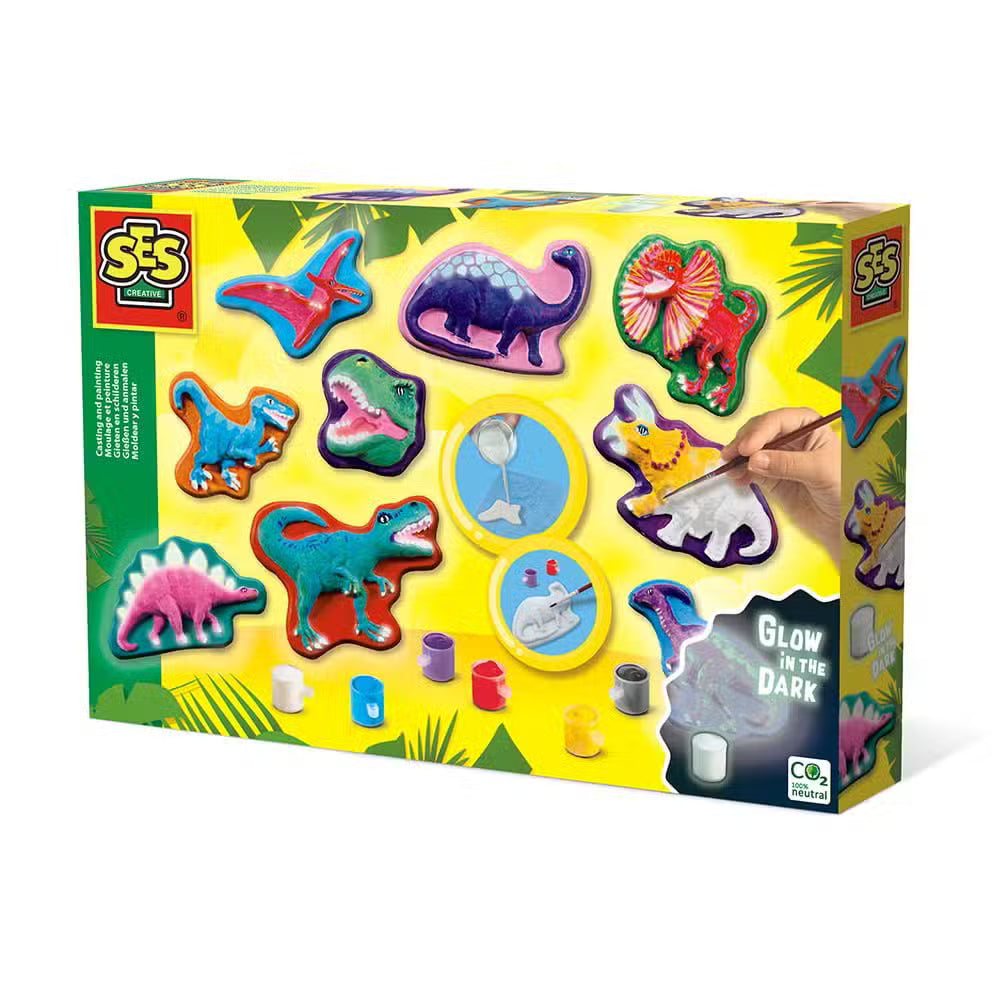 Ses Creative Støb Og Mal Dinosaur Selvlysende