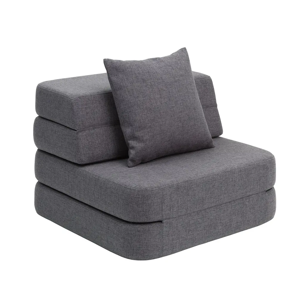 Sofa   Fold Single Soft Mørkegrå Sortgrå Knap