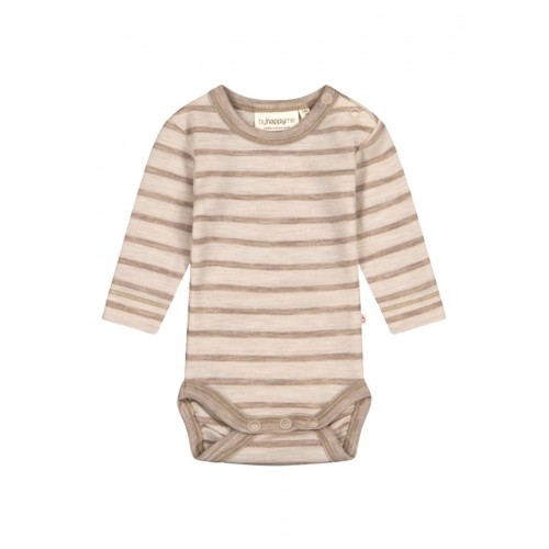 Stribet Body Med Knapper 100 Merino Uld Oeko-texâ 56 Nature Beige Melange