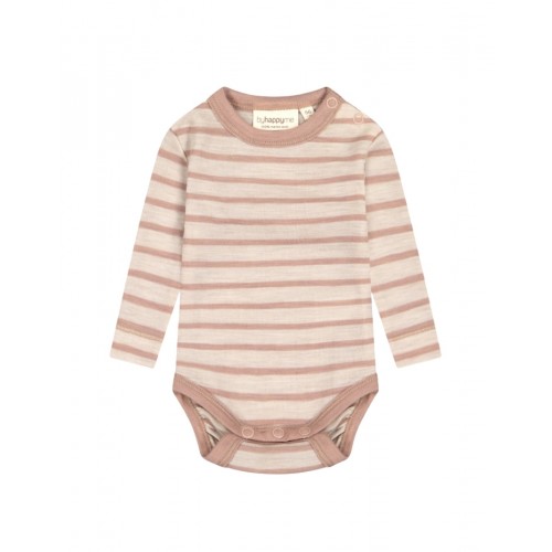 Stribet Body Med Knapper 100 Merino Uld Oeko-texâ 56 Nature Soft Rose Melange