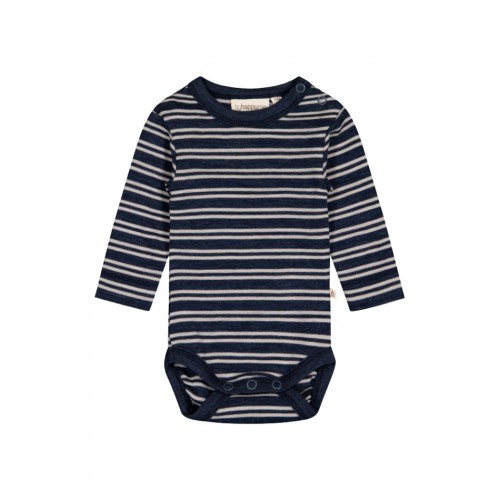 Stribet Body Med Knapper 100 Merino Uld Oeko-texâ 56 Navy Nature Melange