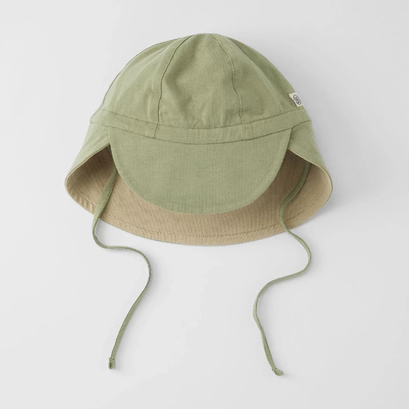 Sun Hat Reversible Olive Green Sandy Beach -6m