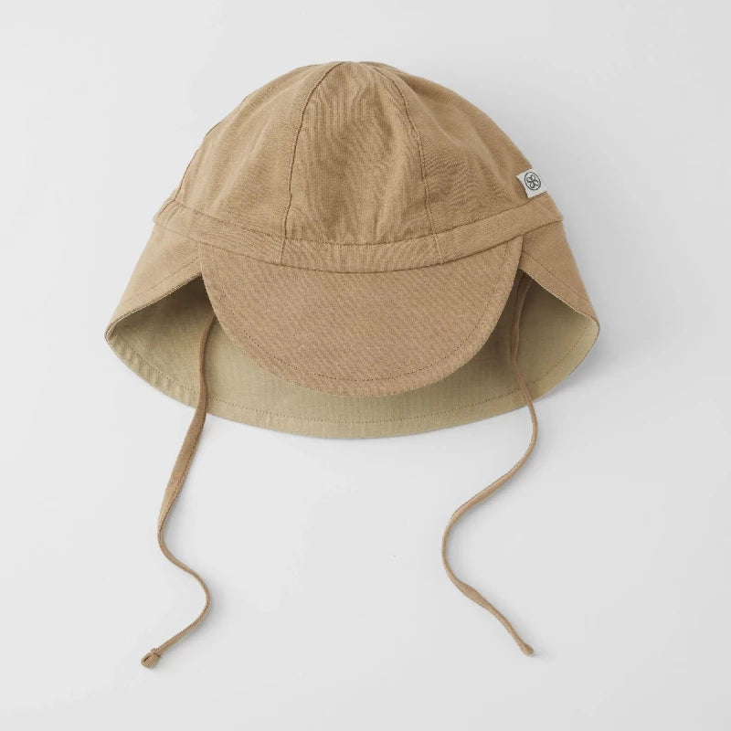 Sun Hat Reversible Peanut Brown Sandy Beach -12m