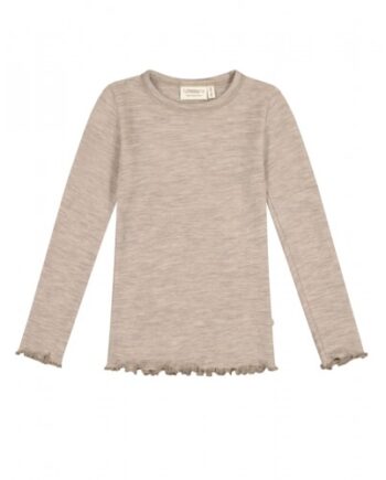 -shirt   1x1 Rib Med Lange ærmer   100  Merino Uld  Oeko-texâ  86 92 Beige Melange