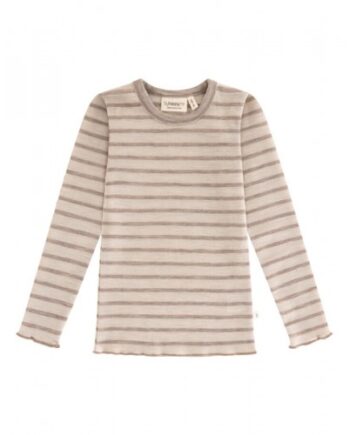 -shirt   1x1 Rib Med Lange ærmer   100  Merino Uld  Oeko-texâ  86 92 Nature Beige Melange