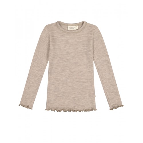 -shirt Med Lange ærmer   100  Merino Uld  Oeko-texâ  86 92 Beige Melange
