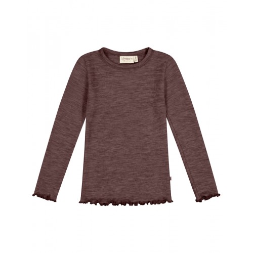 -shirt Med Lange ærmer   100  Merino Uld  Oeko-texâ  86 92 Plum Melange