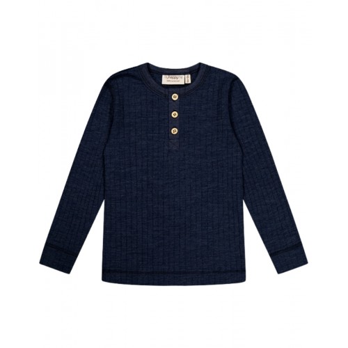 -shirt Med Lange ærmer 100 Merino Uld Oeko-texâ 86 92 Navy Melange