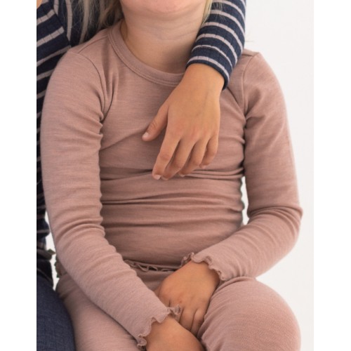 -shirt Med Lange ærmer   100  Merino Uld  Oeko-texâ  86 92 Soft Rose