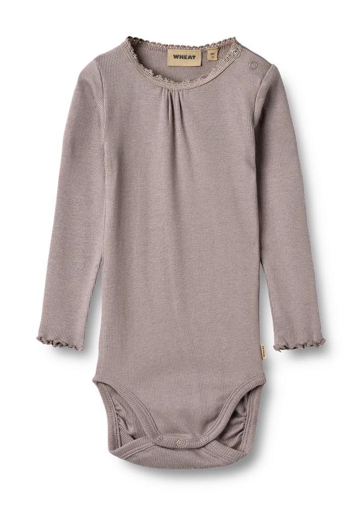 Wheat Lotta Rib Langærmet Body Dusty Purple 12 Mdr