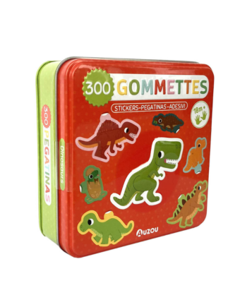 Auzou 300 Klistermærker   Metalæske Dinosaurer
