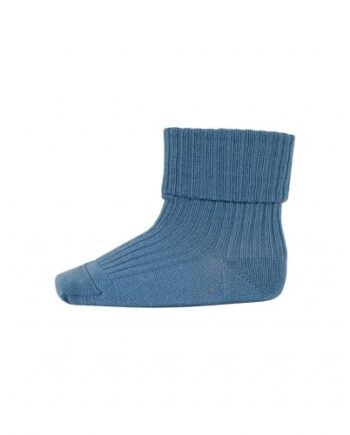Baby Ankel Strømper   Merino Uld Med Ombuk 19 21 Provincial Blue
