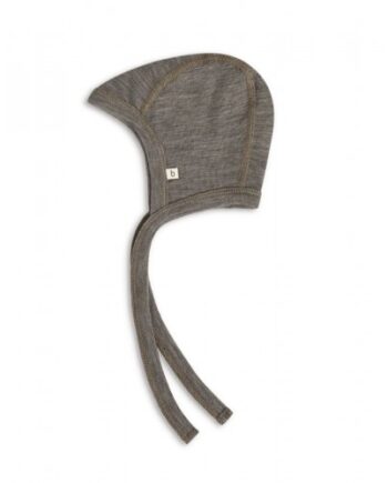 Baby Hjelm Med Snor   100  økologisk Merino Uld  Tyk Kvalitet   Lag Stof 50 56 Light Brown Melange